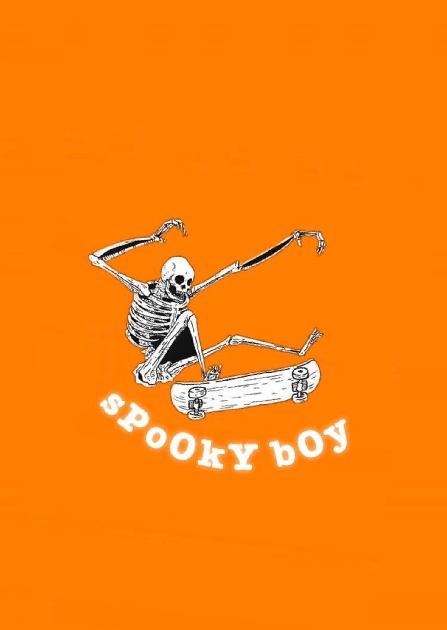spooky skater boy aesthetic, white line-art skeleton, skateboard, Full HD Phone Wallpaper