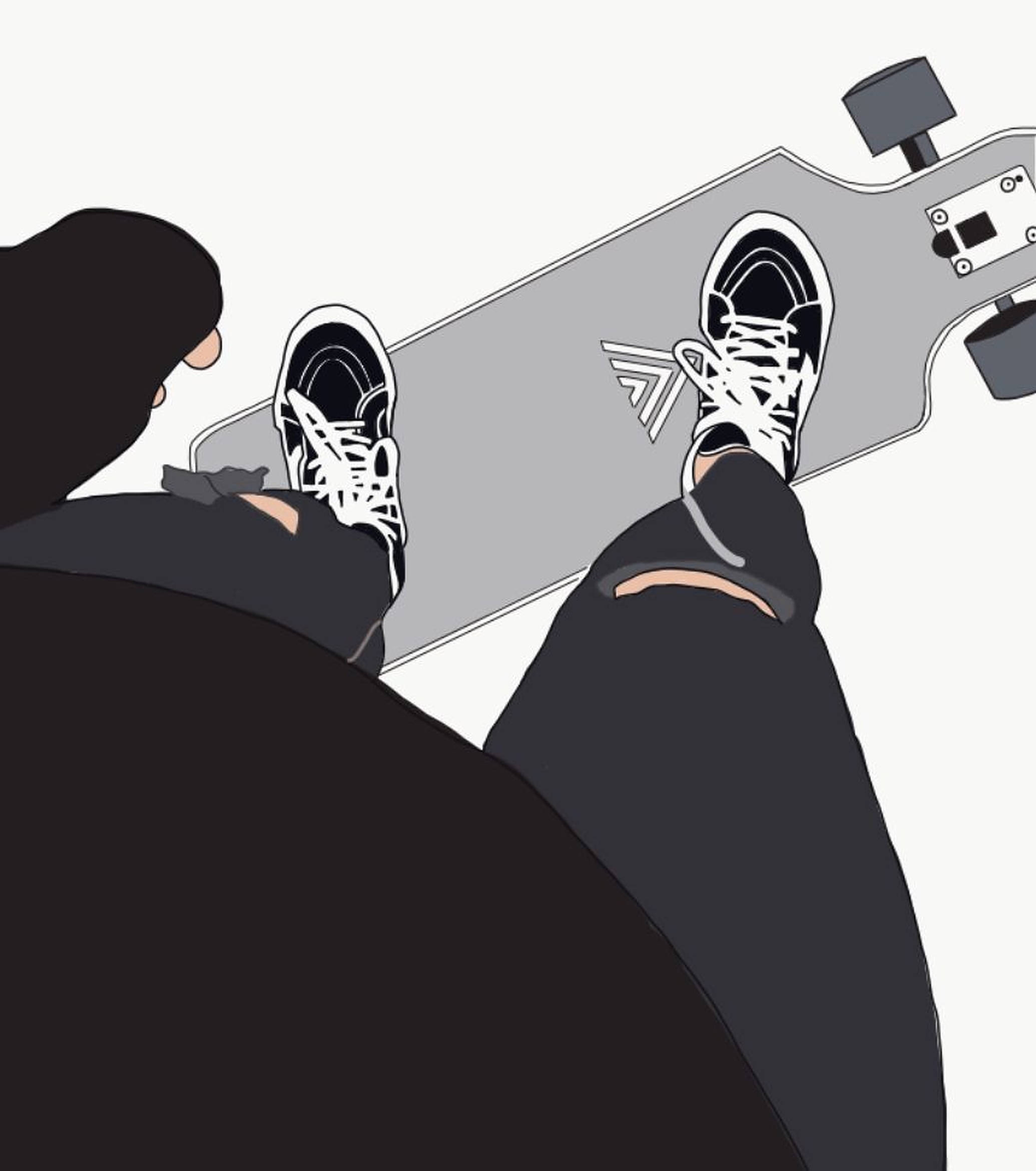 Skater Boy Aesthetic, black hoodie, ripped jeans, Full HD Phone Wallpaper