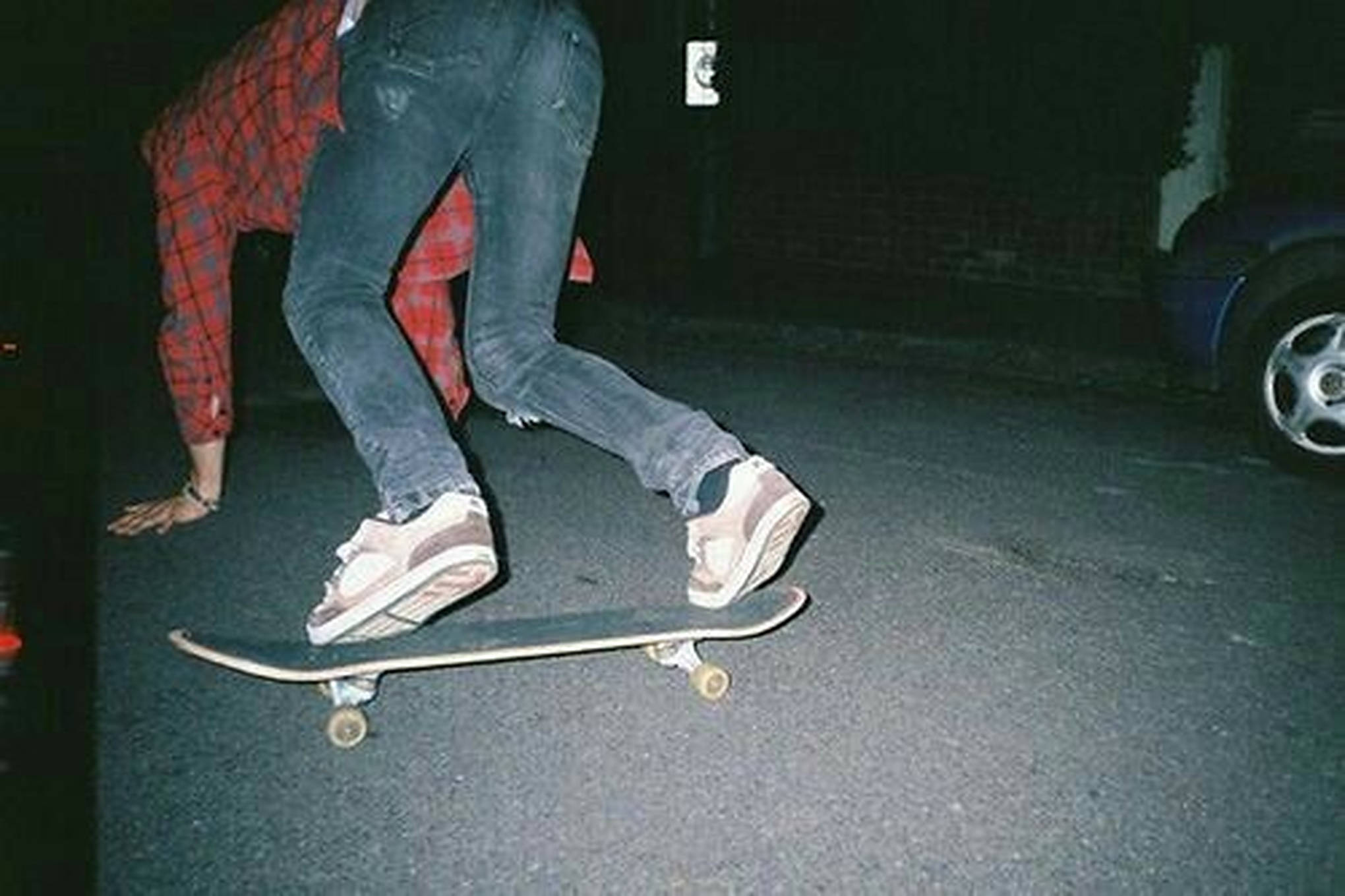 Skater Boy Aesthetic, night, dark street, Full HD Desktop Wallpaper