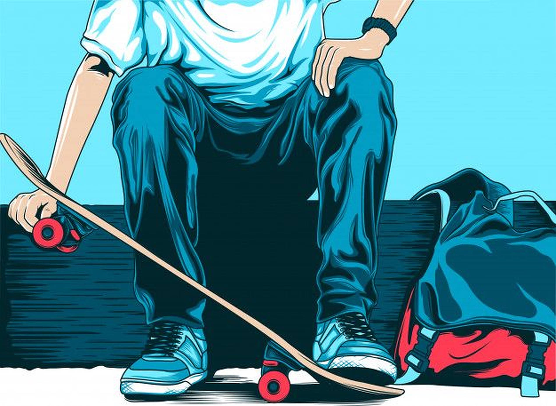 Aesthetic Skater Boy, vector art, skateboarder, HD Desktop Wallpaper