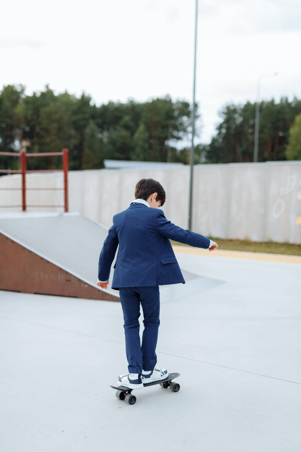 Cute Little Skater Boy, blue suit, skateboard, Full HD Phone Wallpaper