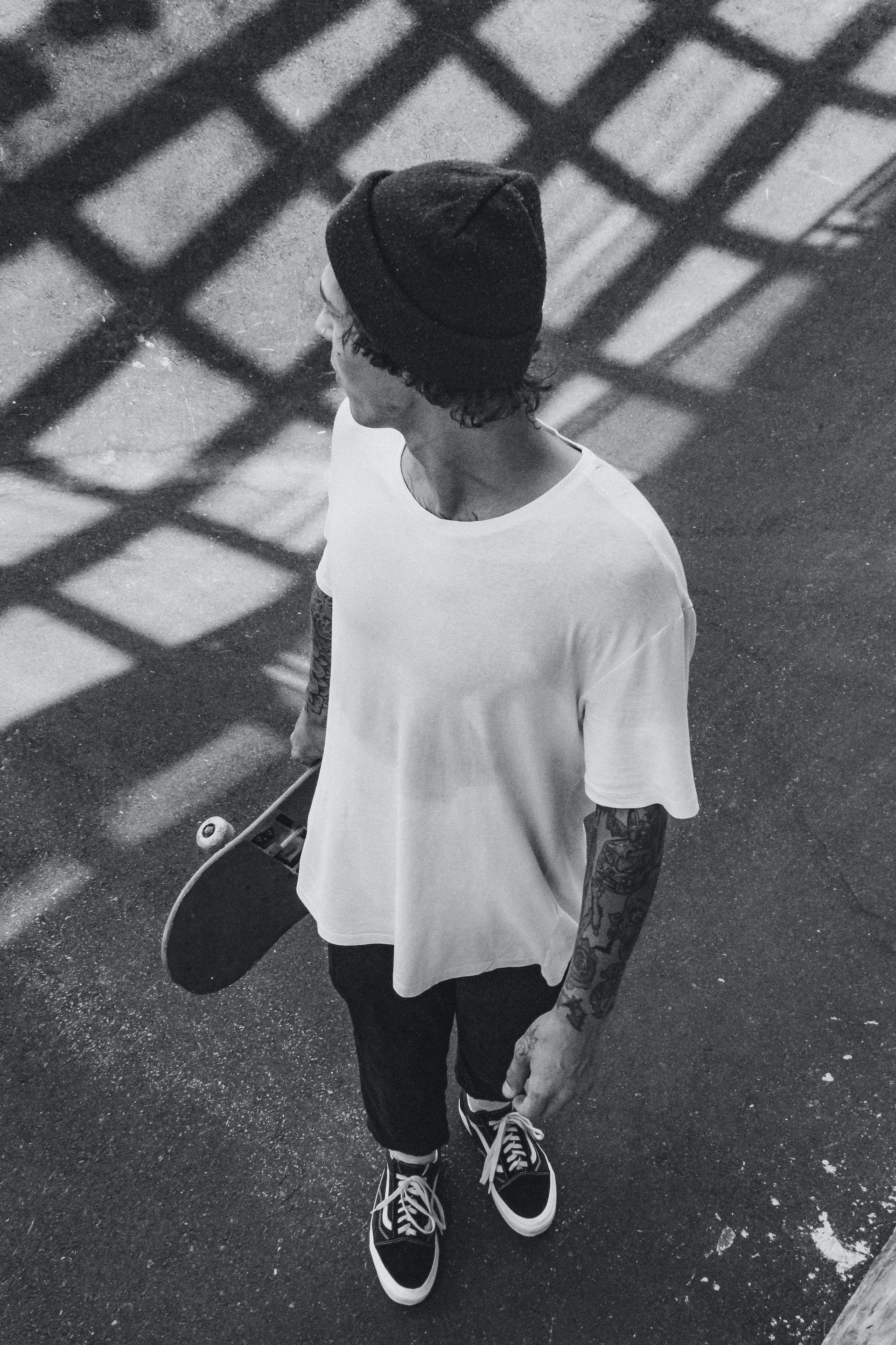 Skater Boy, beanie, tattoos, 2K Phone Wallpaper
