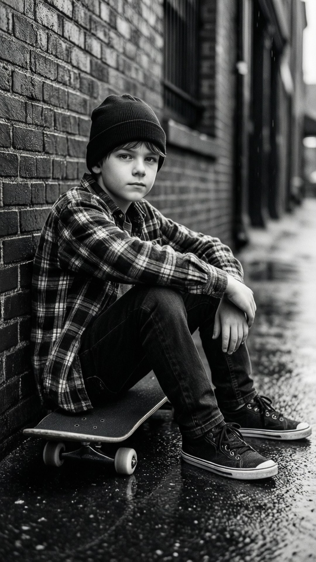 rainy day solitude, beanie, plaid shirt, Full HD Phone Wallpaper
