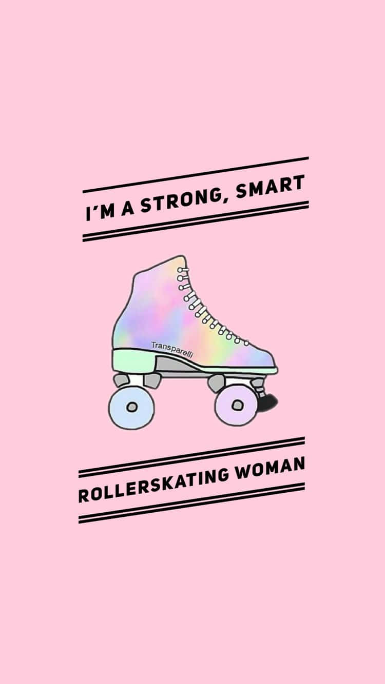 holographic roller skate, vibrant pink background, I'M A STRONG SMART ROLLERSKATING WOMAN, HD Phone Wallpaper
