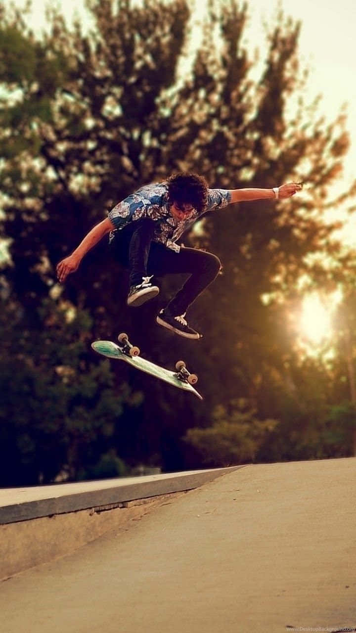 skateboarder, concrete ramp, trees, HD Phone Wallpaper