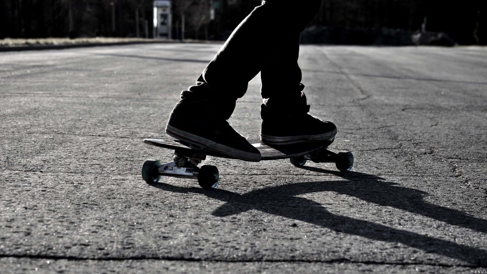 skateboard, cracked asphalt road, strong sunlight, Full HD Desktop Wallpaper