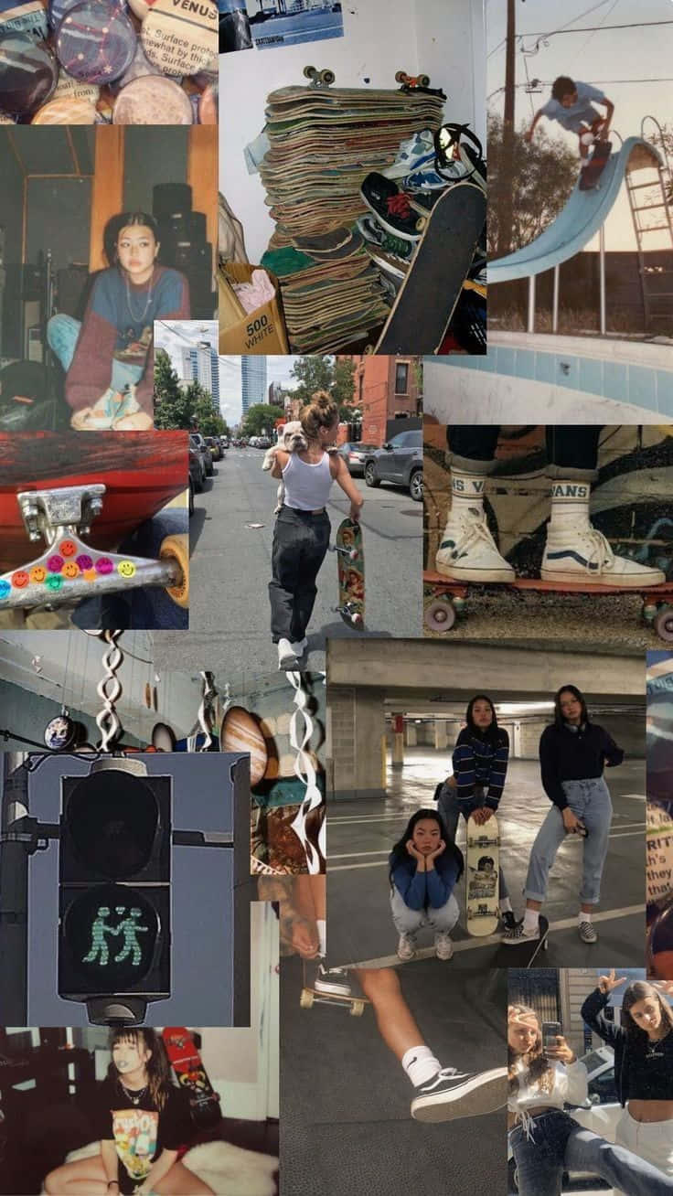 skater girl aesthetic, street collection, skateboarding moments, HD Phone Wallpaper