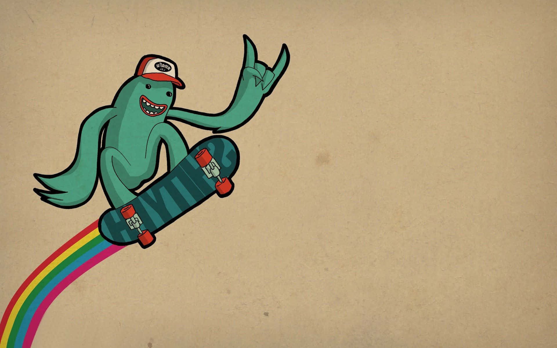 skater, cartoon character, skateboard, Full HD Desktop Wallpaper