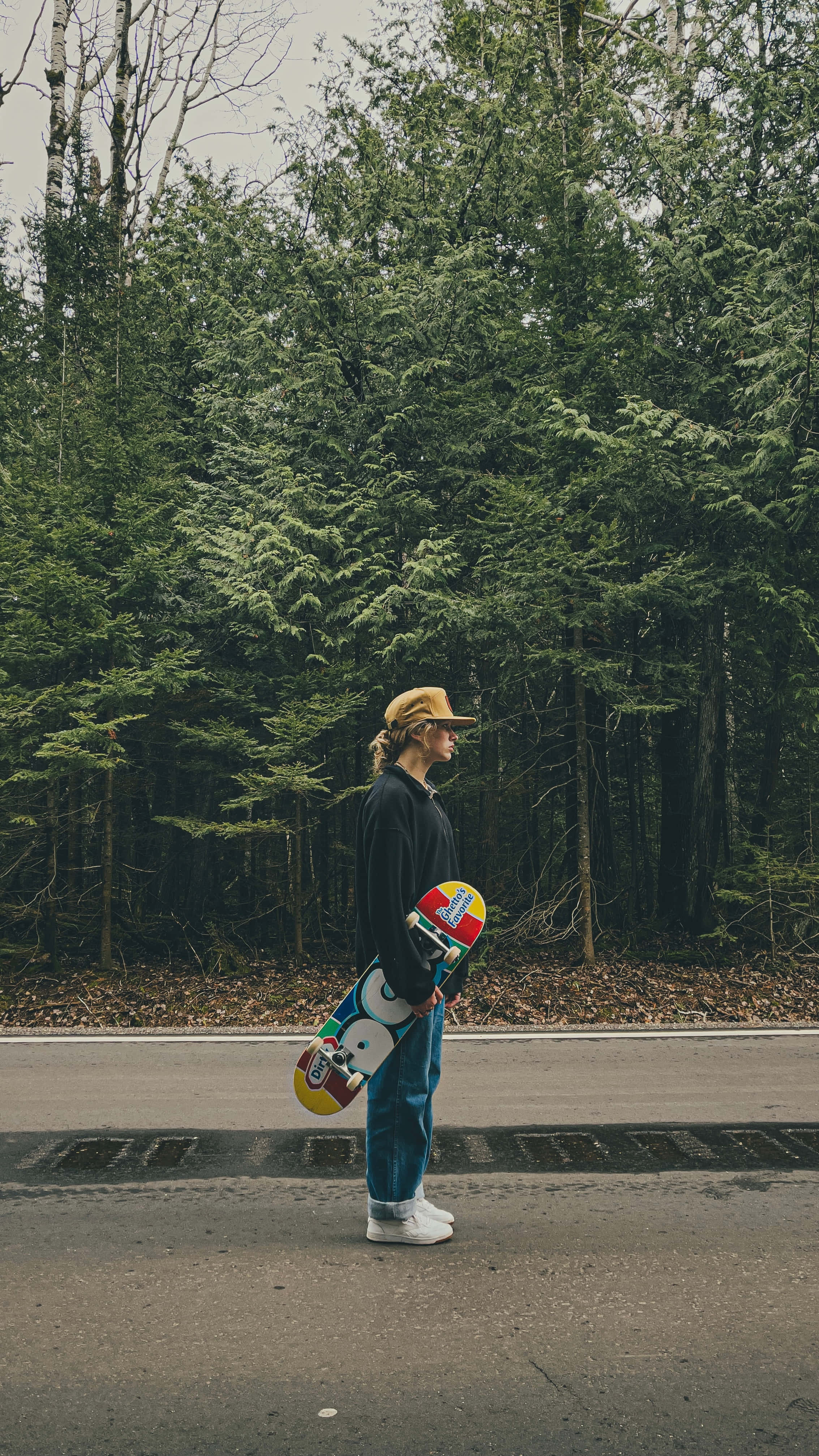 skater girl aesthetic, colorful skateboard, hat, 4K Phone Wallpaper