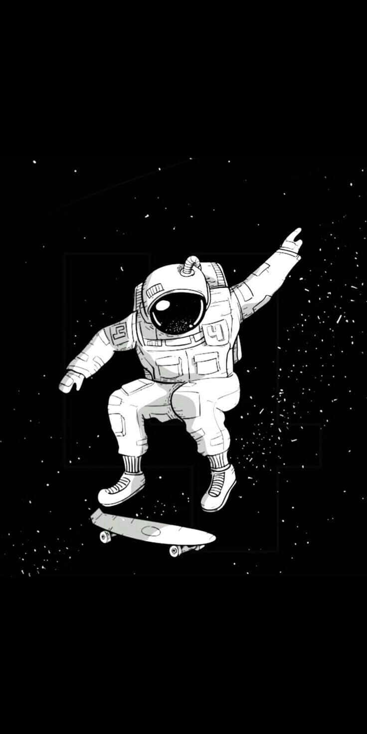 astronaut, skateboard, starry void, HD Phone Wallpaper