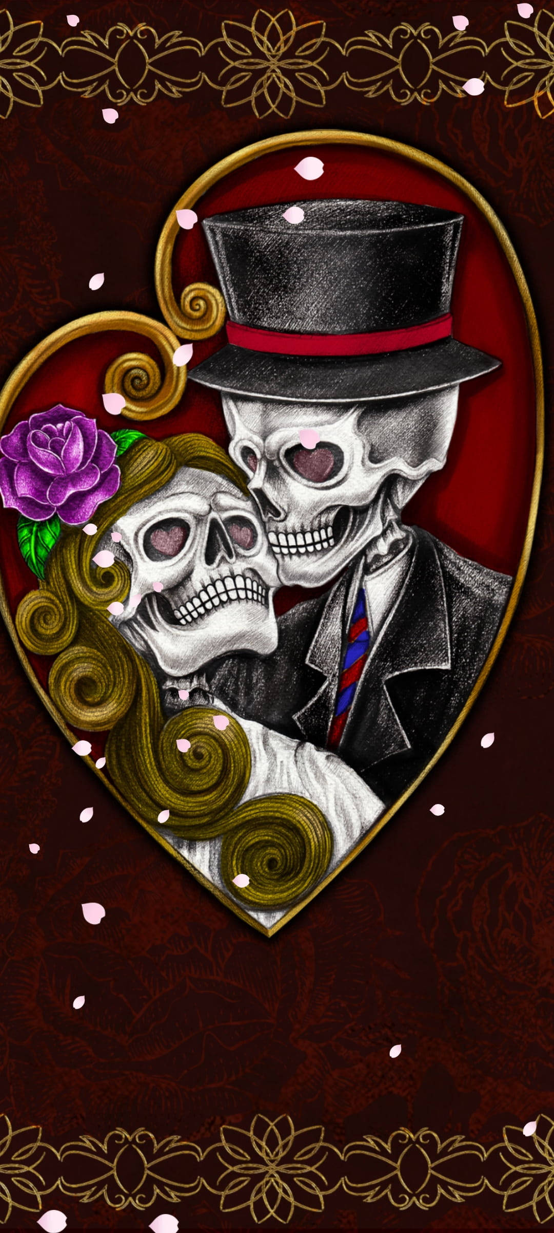 Colored Skeleton Love, skeletons, formal attire, Full HD Phone Wallpaper
