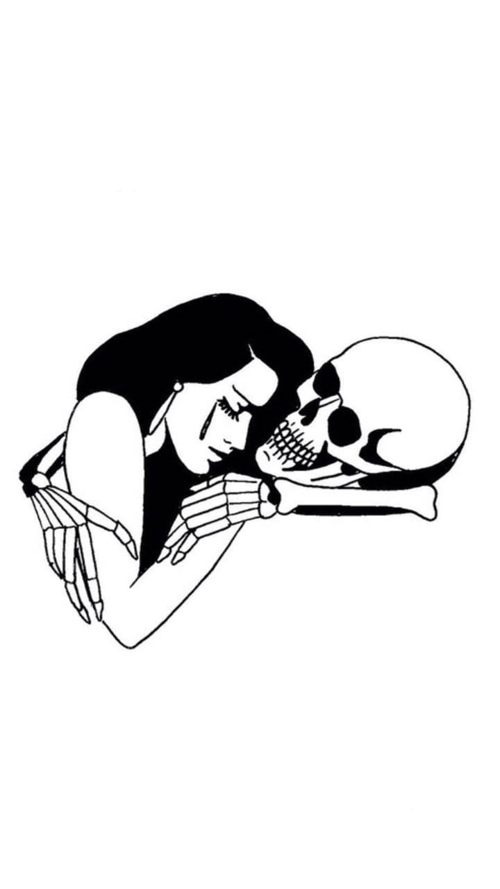 cute skeleton, iPhone, woman with long dark hair, HD Phone Wallpaper