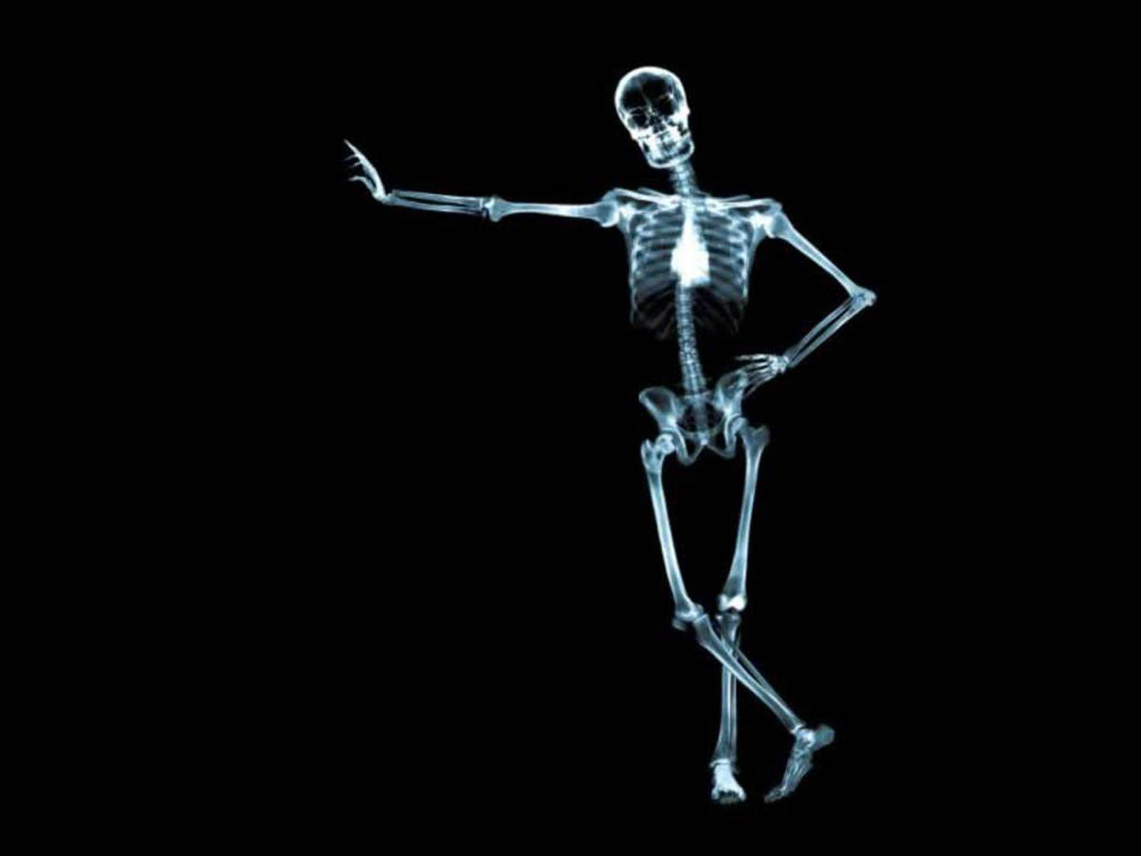 Cute Skeleton, glowing x-ray skeleton, dynamic dance pose, HD Desktop Wallpaper