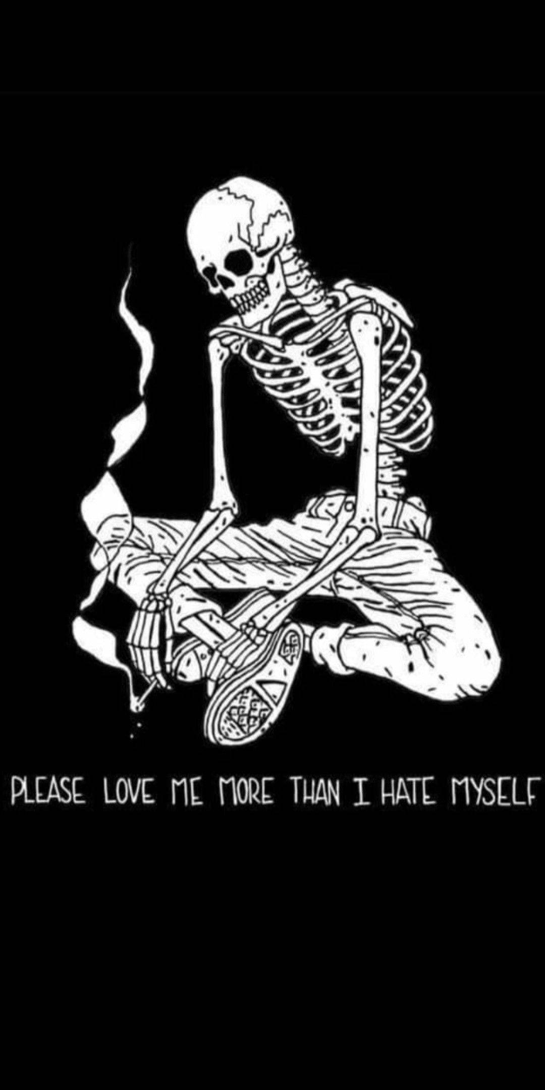 white line-art skeleton, jeans, sneakers, Full HD Phone Wallpaper