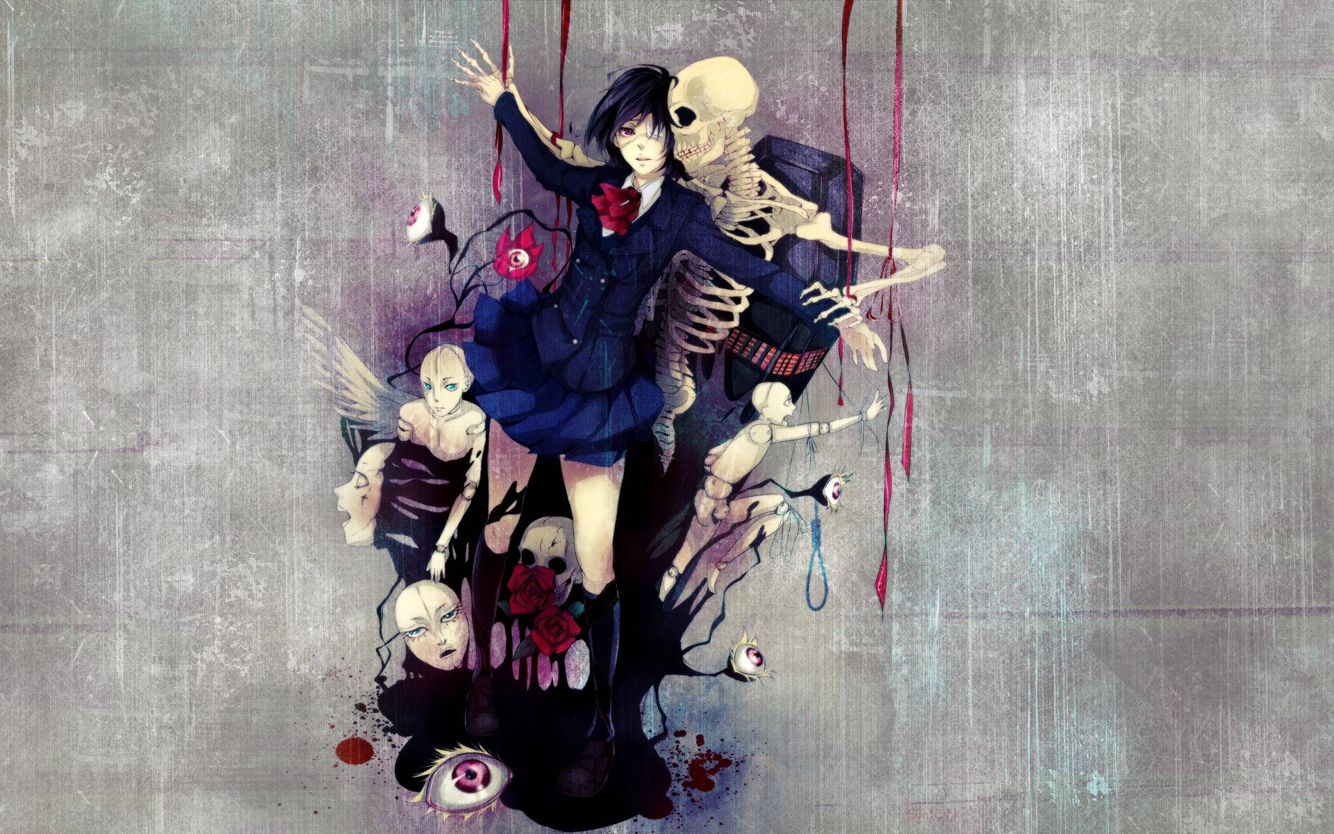 Another, Skeletons, school uniform, Full HD Desktop Wallpaper