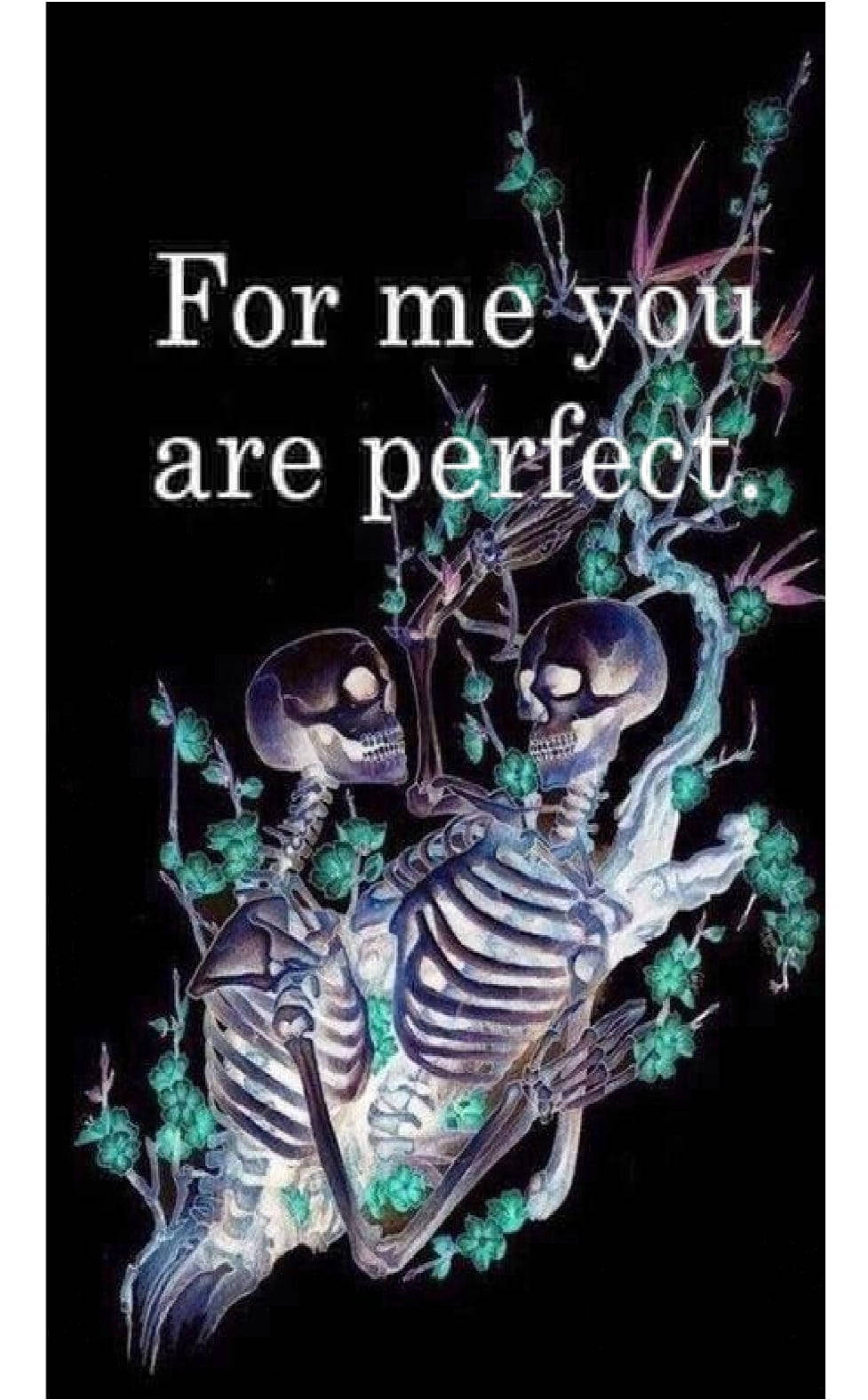 Perfect Skeleton Love, glowing green flowers, black background, HD Phone Wallpaper