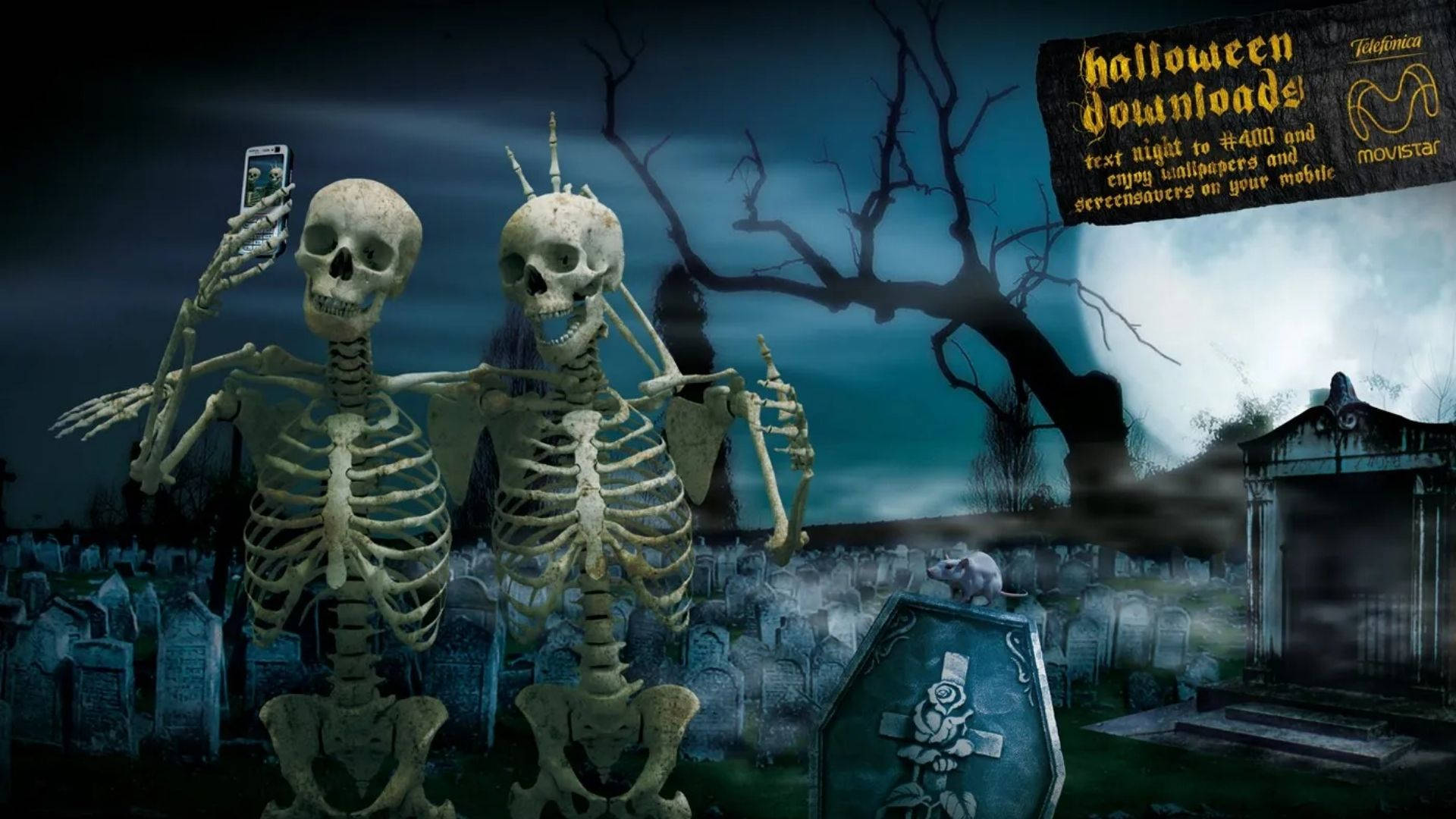 Skeletons Meme, cemetery, misty graveyard, Full HD Desktop Wallpaper