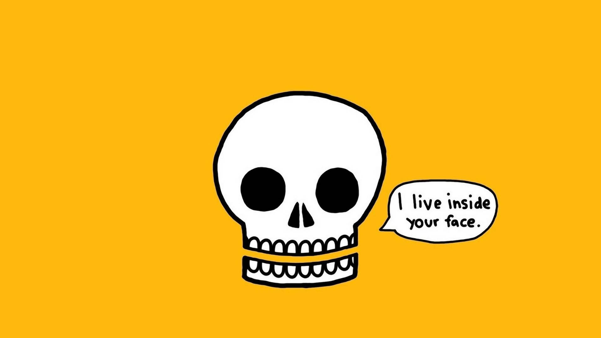 Skeleton Meme, white skull, black eyes, Full HD Desktop Wallpaper