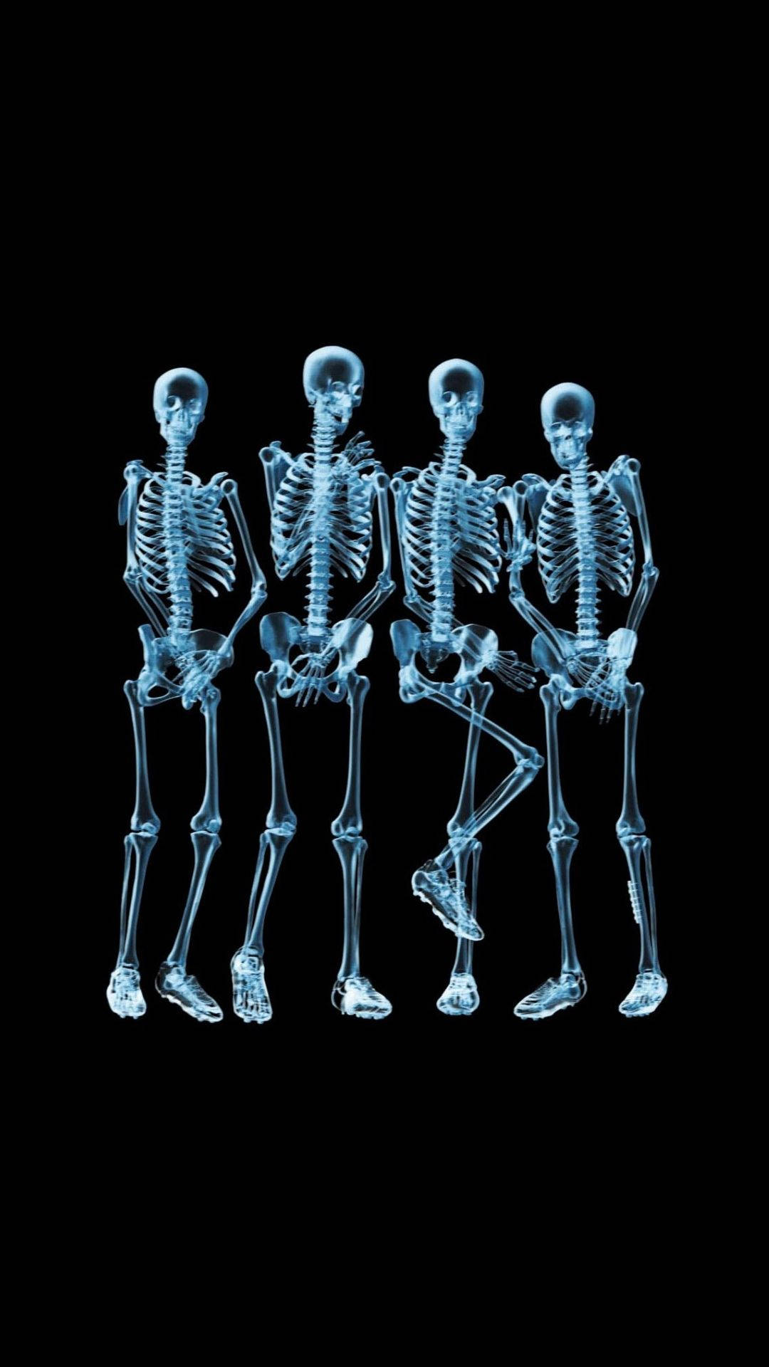 Shy Skeletons Meme, glowing blue skeletons, X-ray style, Full HD Phone Wallpaper