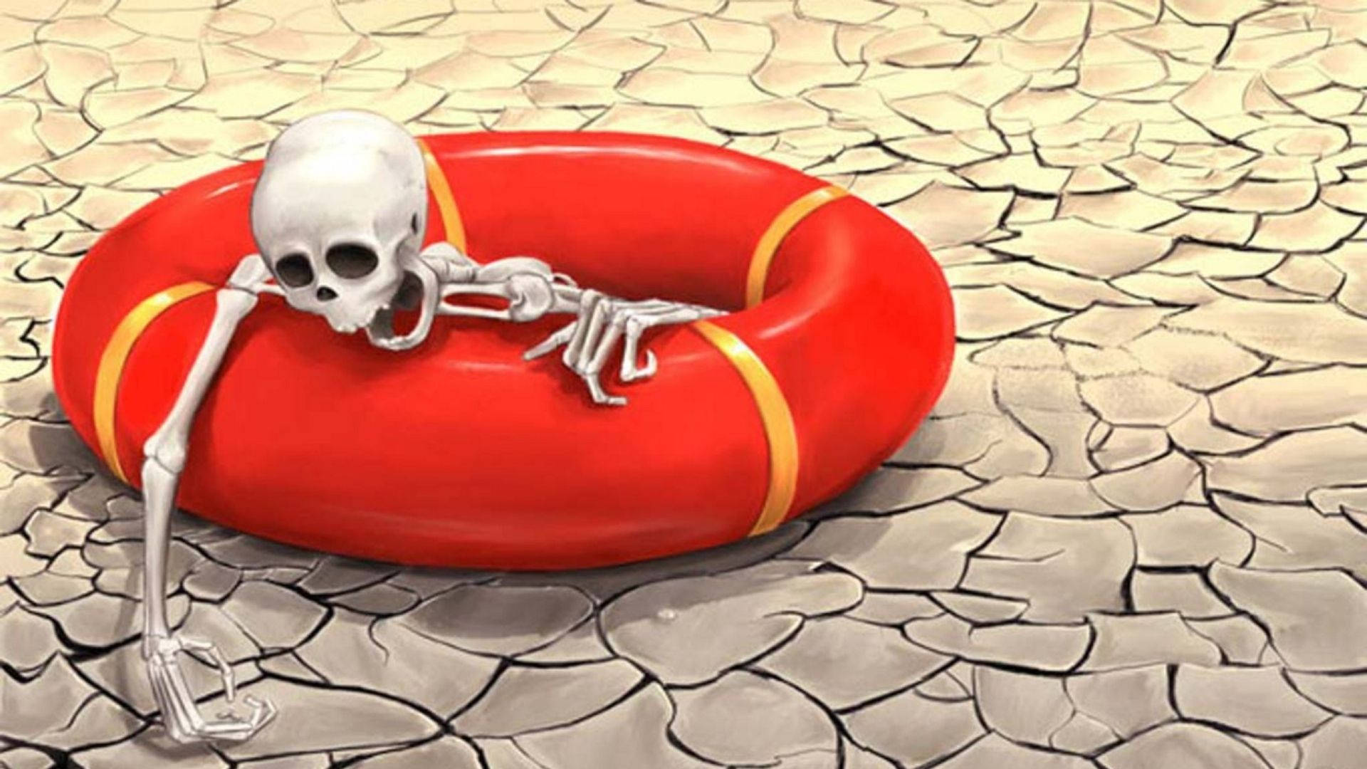 dry skeleton meme, skeletal figure, red lifebuoy, Full HD Desktop Wallpaper