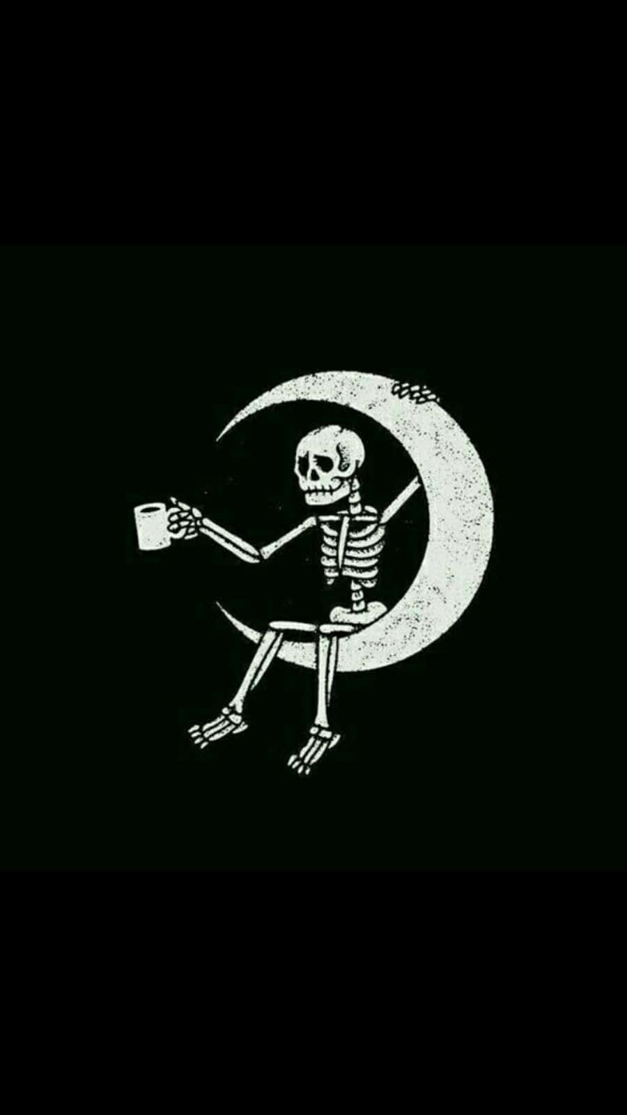 Halloween Tumblr Aesthetic, skeleton, crescent moon, HD Phone Wallpaper