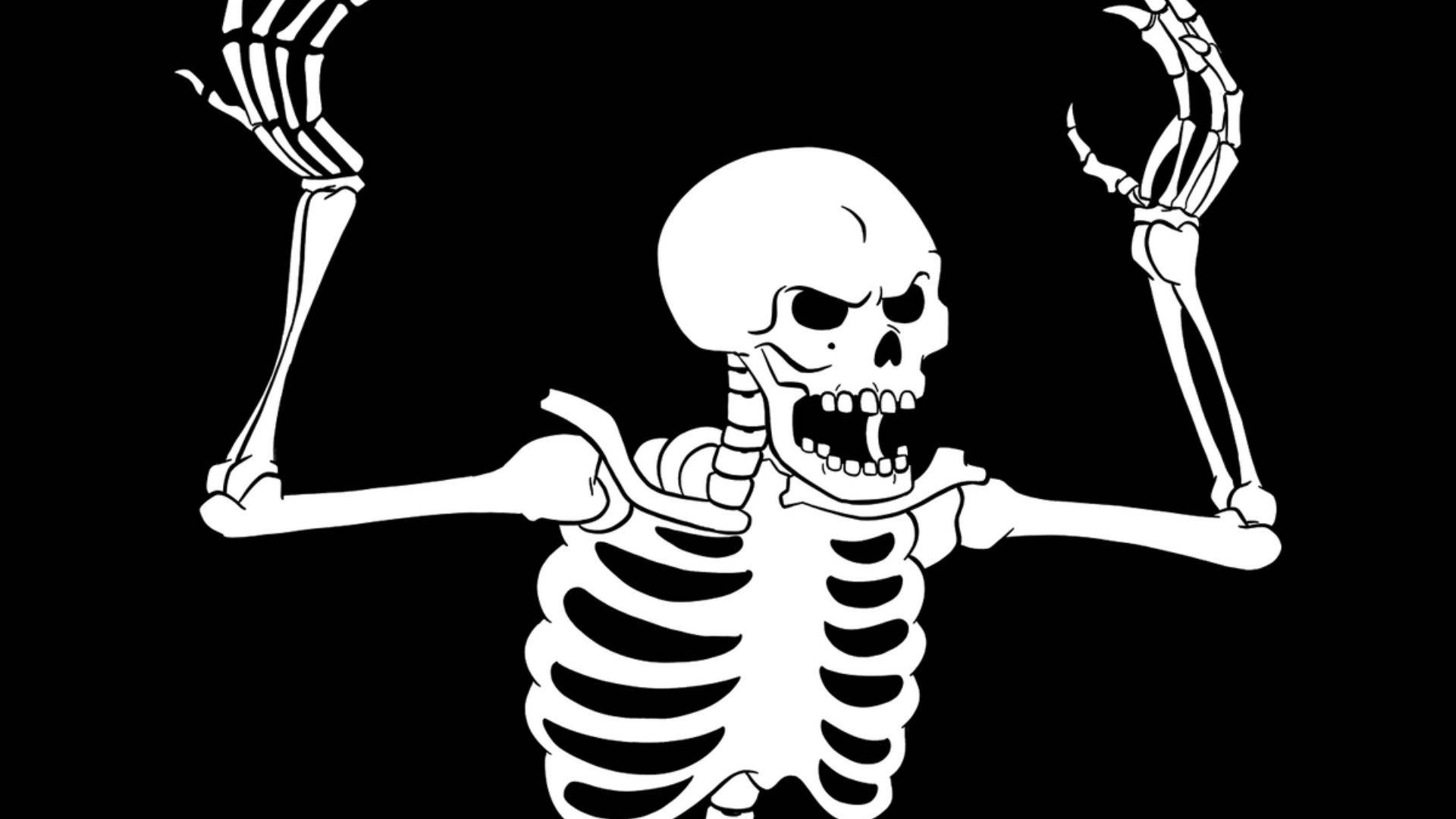 Annoyed Skeleton Meme, stark white cartoon skeleton, arms raised, Full HD Desktop Wallpaper