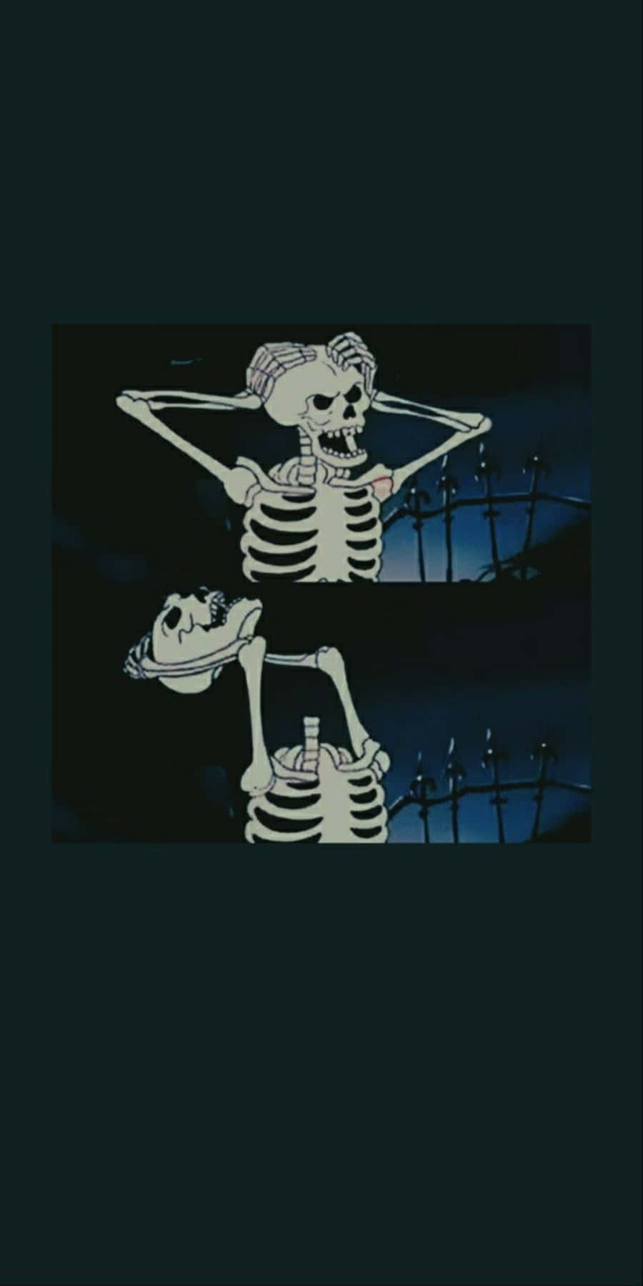 Halloween Tumblr Aesthetic, angry skeleton, spiked fence, HD Phone Wallpaper