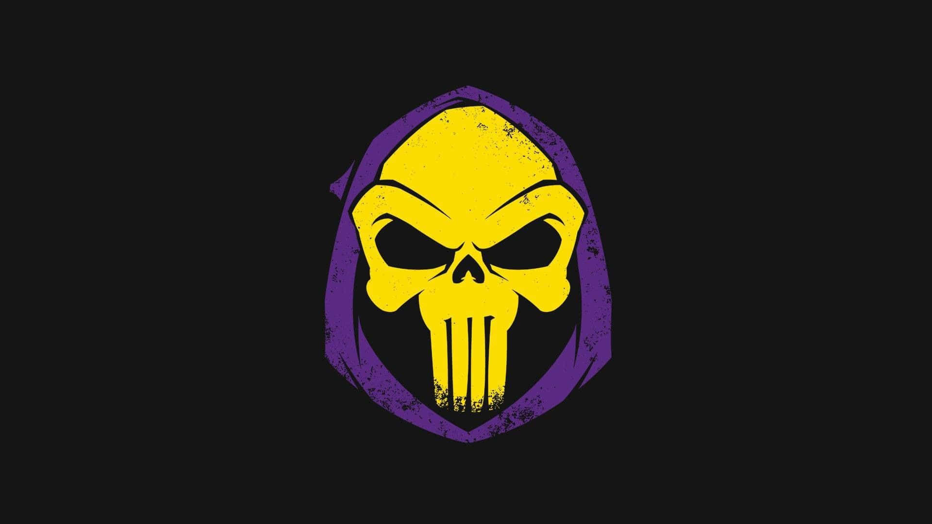 Skeletor, yellow skull, purple hooded outline, Full HD Desktop Wallpaper
