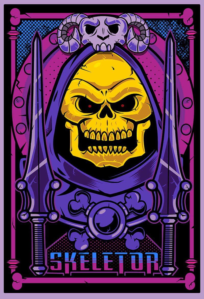 Skeletor, yellow skull, purple hood, SD Phone Wallpaper