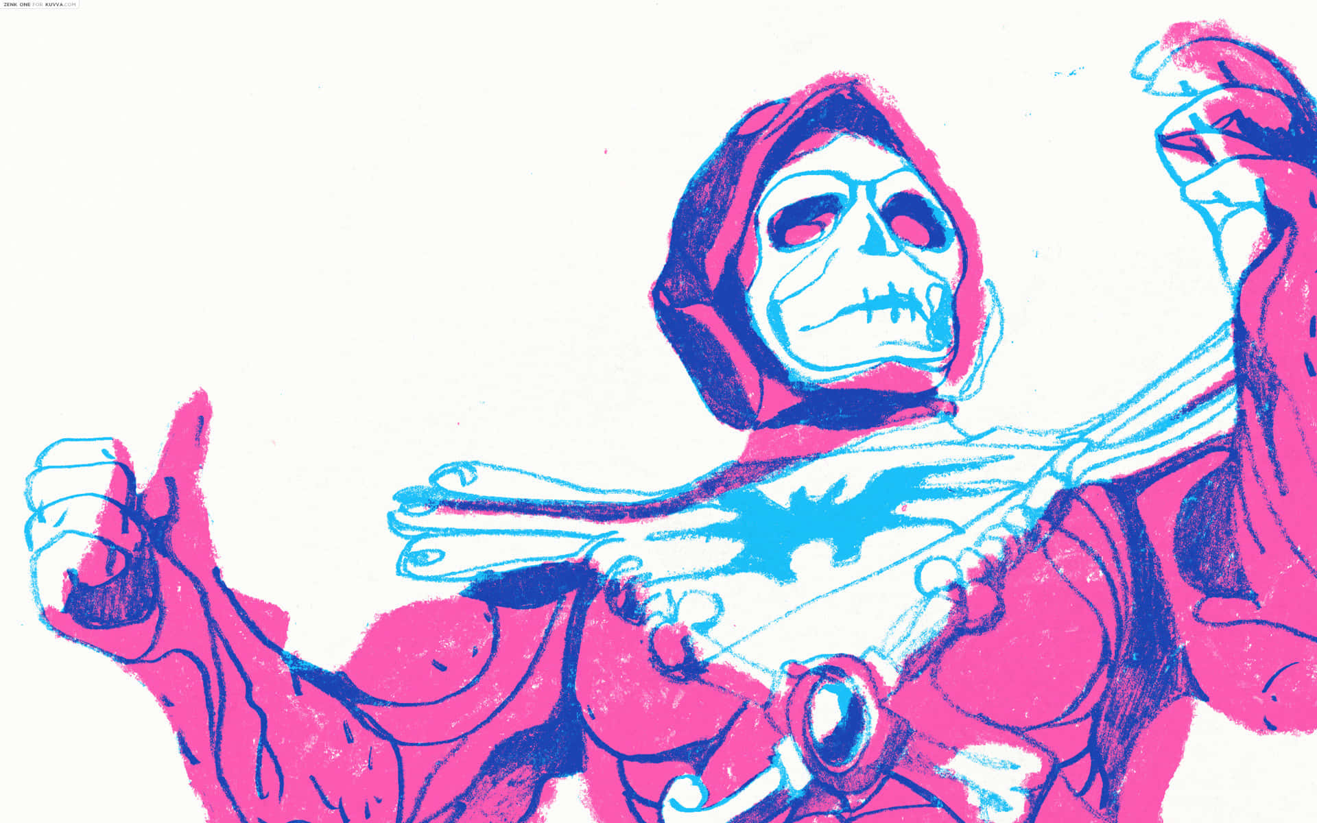 Skeletor, skeleton warrior, pink and blue, Full HD Desktop Wallpaper