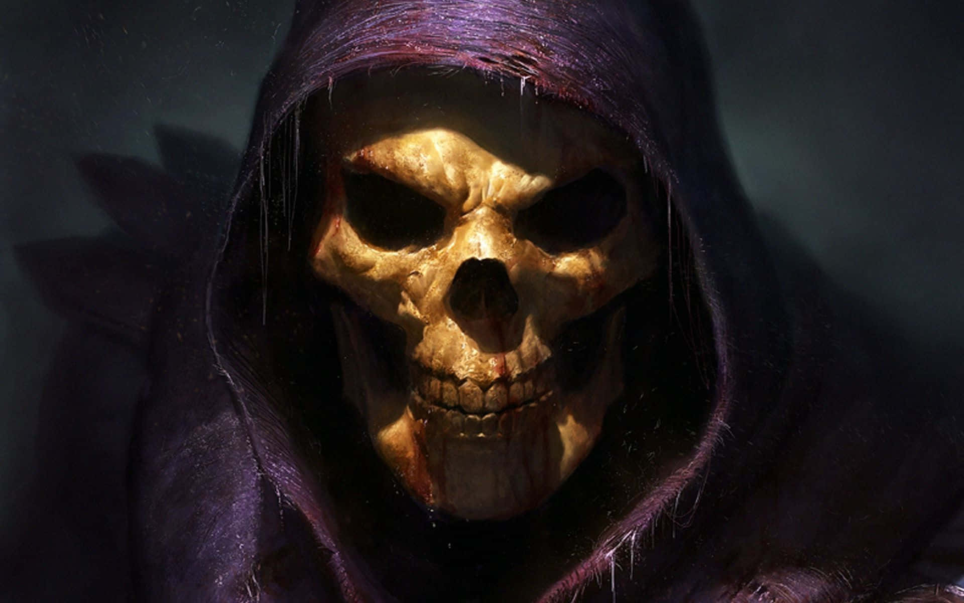 Skeletor, golden skull, purple hood, Full HD Desktop Wallpaper