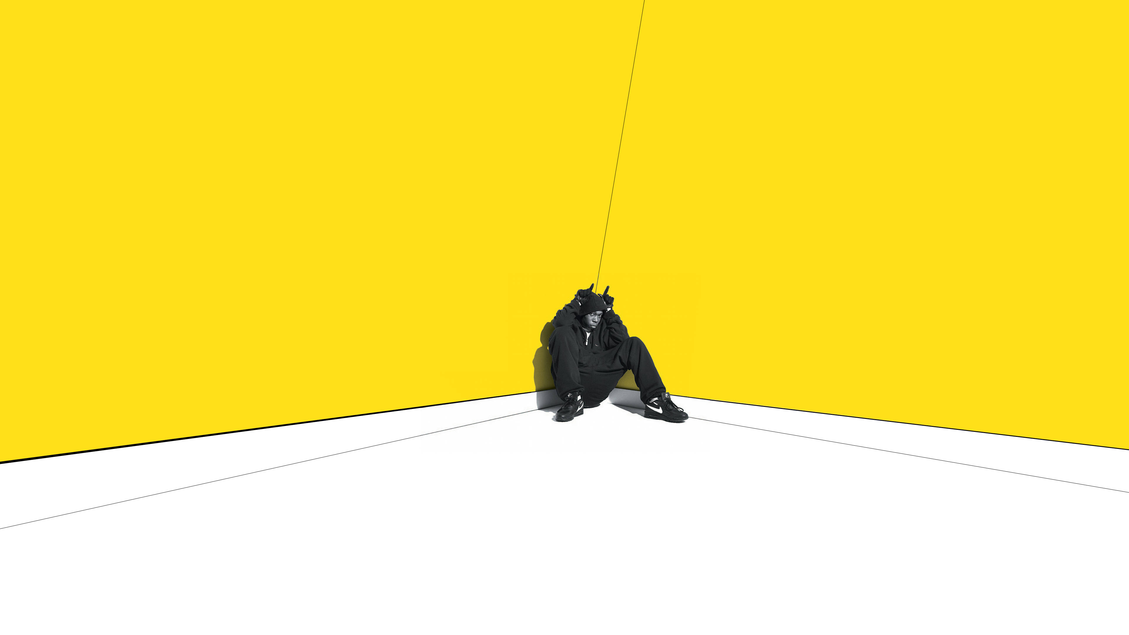 Skepta, black, white corner, 4K Desktop Wallpaper