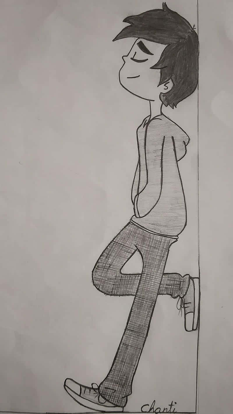 pencil sketch, young person, casual clothes, HD Phone Wallpaper