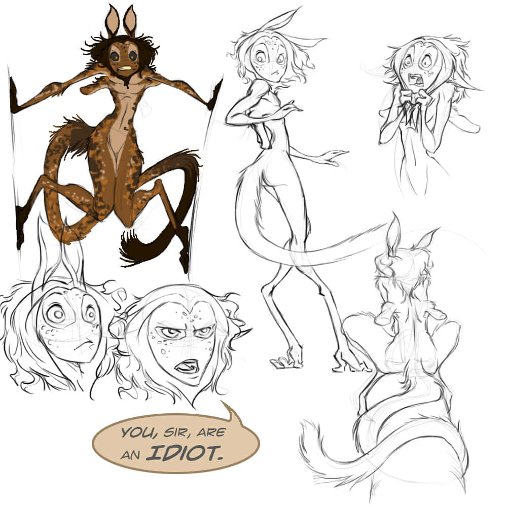 gawky female creature, character design sketches, anthropomorphic creatures, SD Desktop Wallpaper