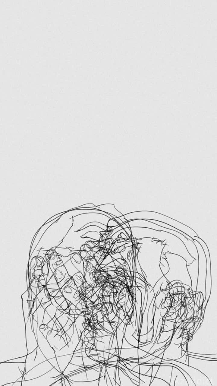 abstract pencil sketches, trees, mountains, HD Phone Wallpaper