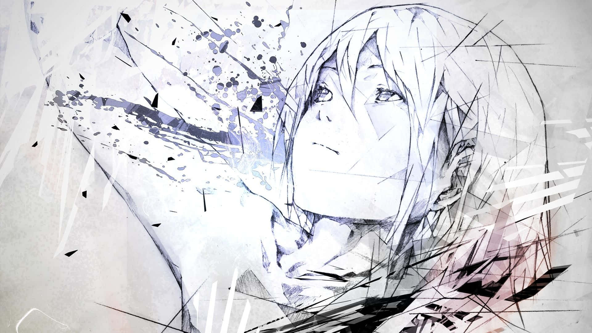 sketches, anime character, pale hair, Full HD Desktop Wallpaper