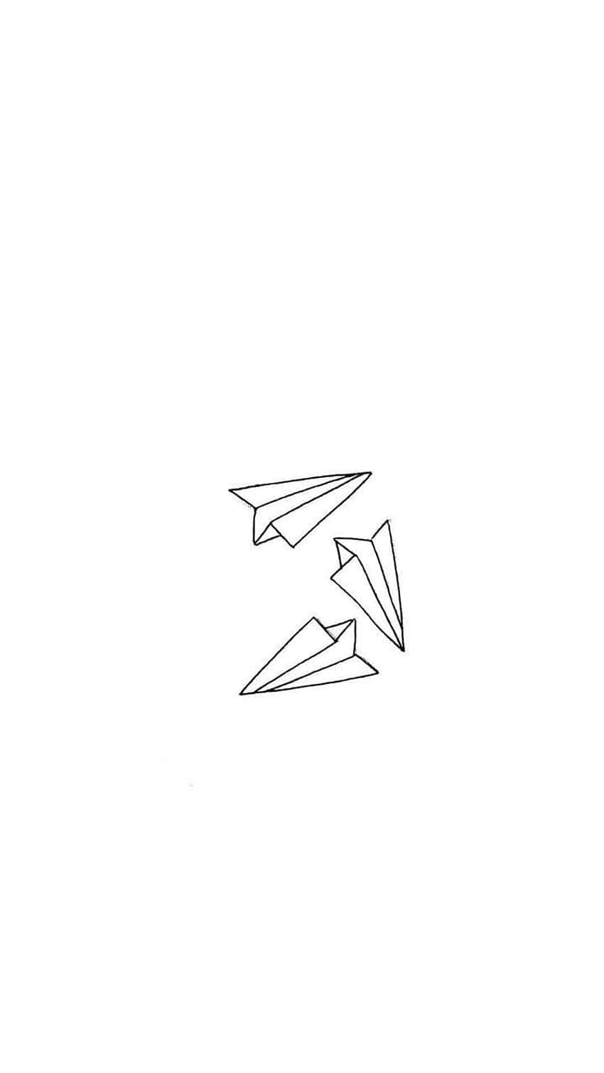Sketches, minimalist paper airplanes, stark white background, HD Phone Wallpaper
