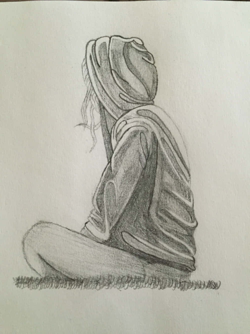hoodie, grass, pencil shading, HD Phone Wallpaper