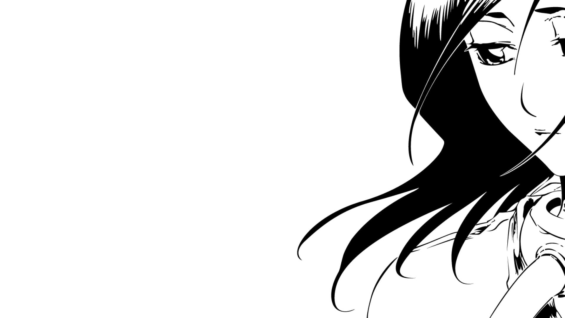 black and white, anime-style, girl's face, Full HD Desktop Wallpaper