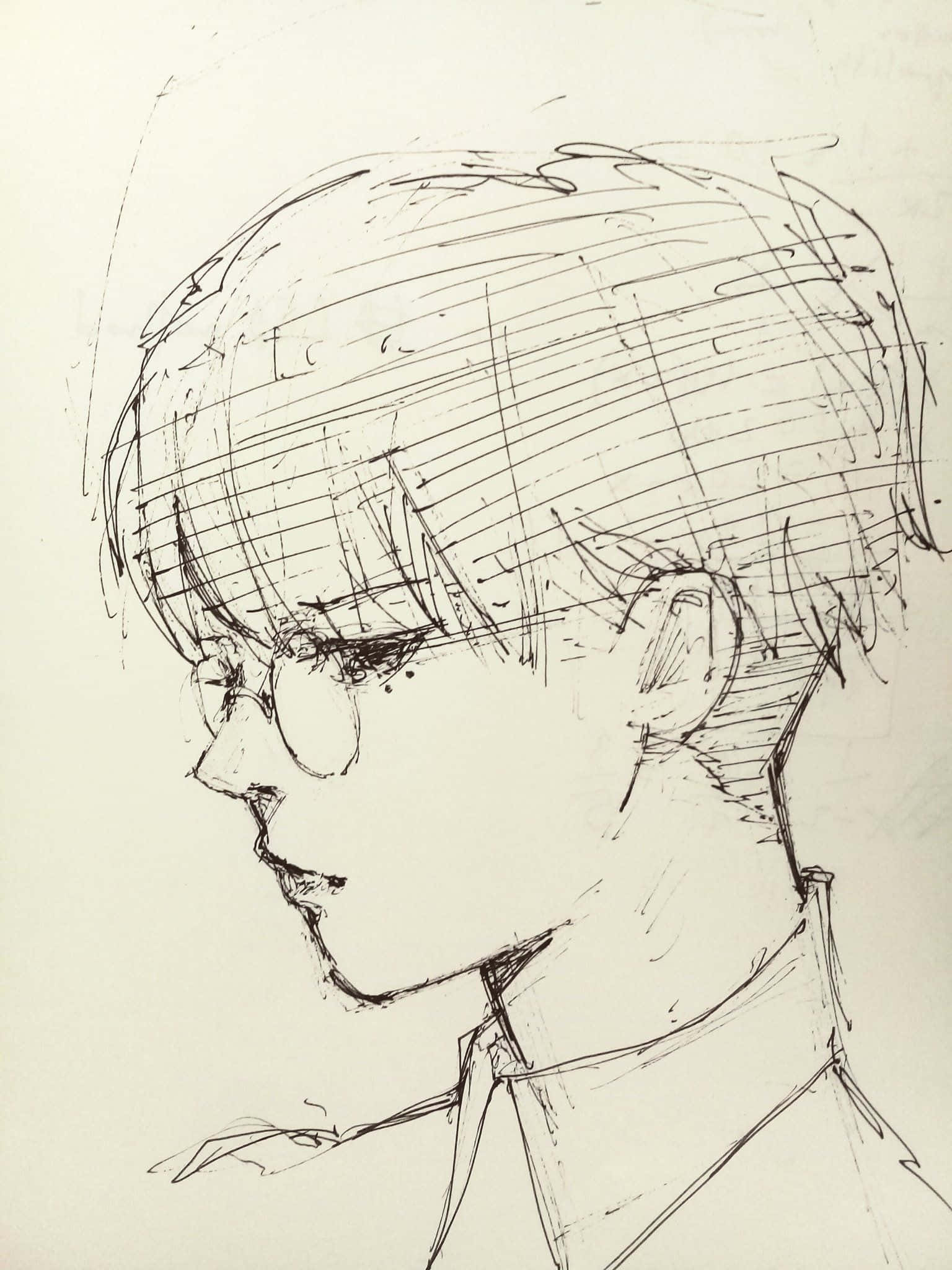 Contemplative Profile Sketch, young man, profile, Full HD Phone Wallpaper