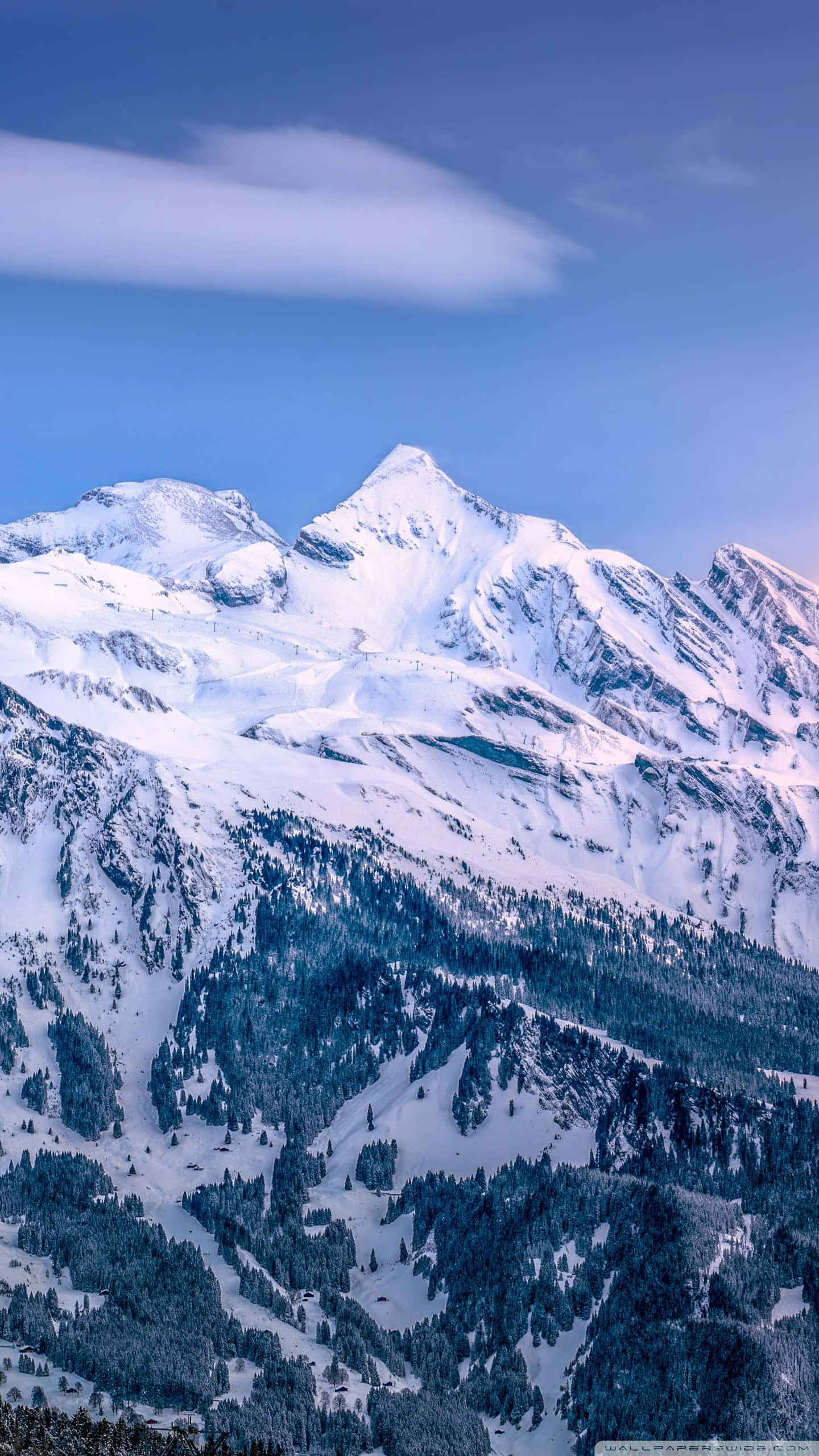 ski mountain, snowcapped mountain peaks, clear blue sky, 2K Phone Wallpaper