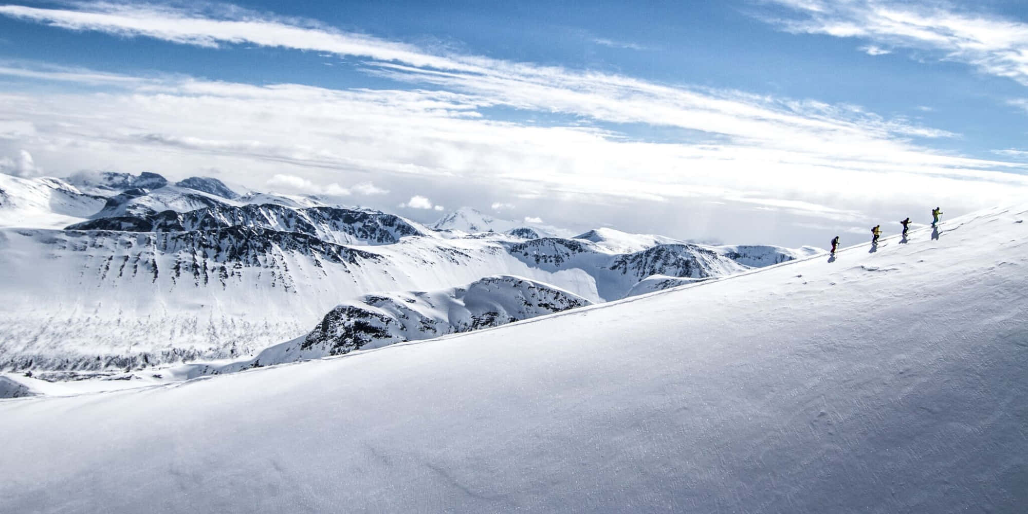 Ski Mountain, snowy mountain ridge, bright blue sky, Full HD Desktop Wallpaper