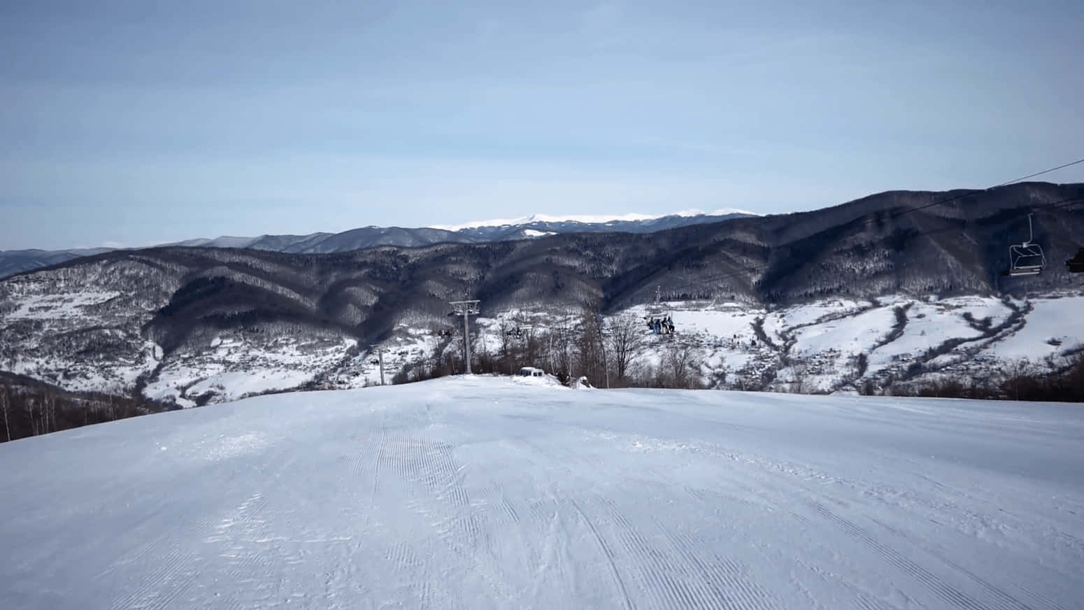 Ski Resort, Mountains, Snowy ski slope, HD Desktop Wallpaper