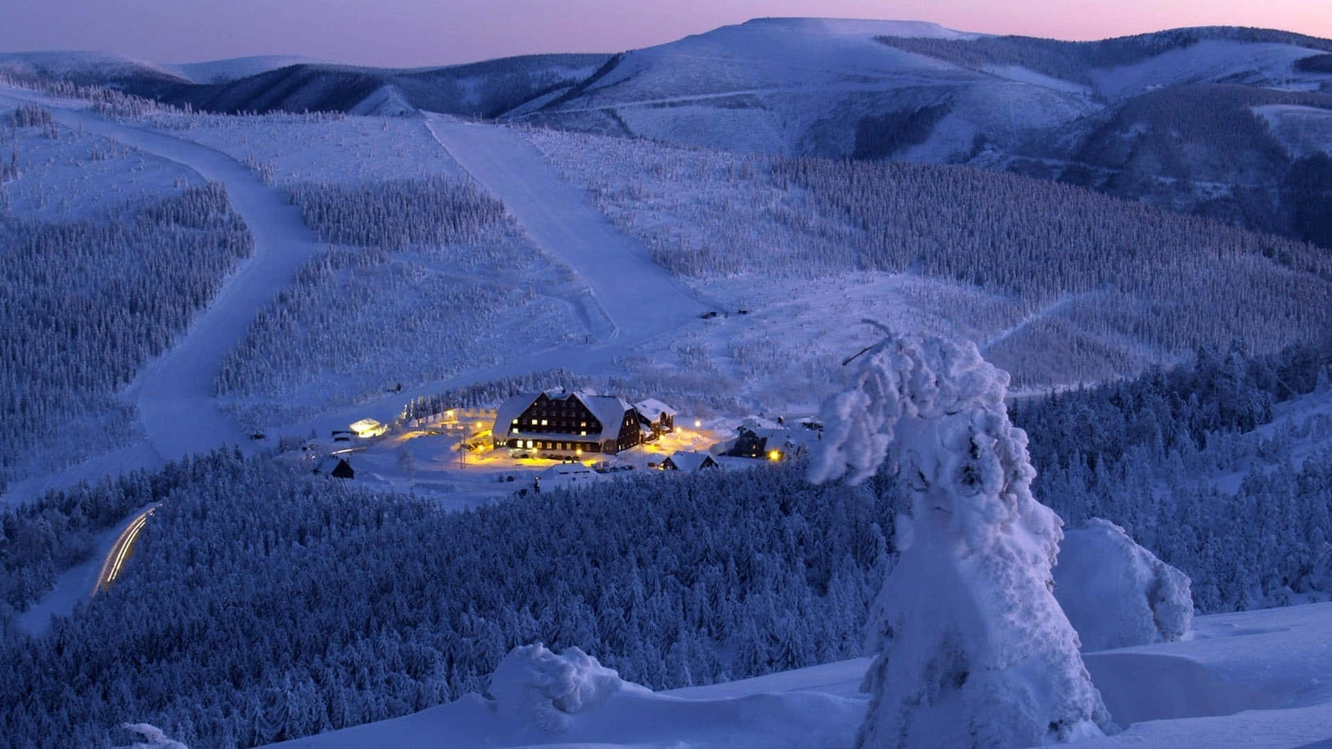 ski mountain, snow-covered ski mountain, pristine nature, Full HD Desktop Wallpaper