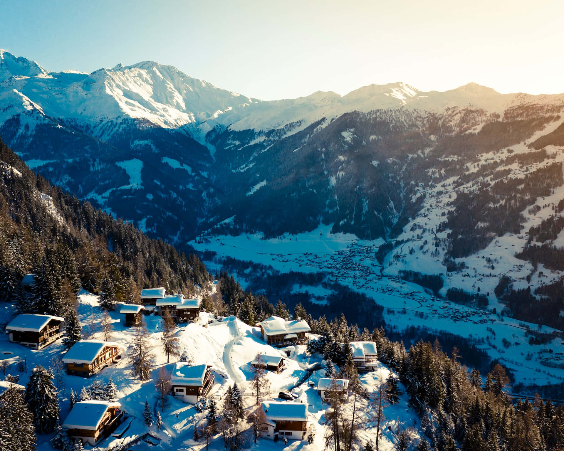 ski resort, snow-covered, winter, Full HD Desktop Wallpaper