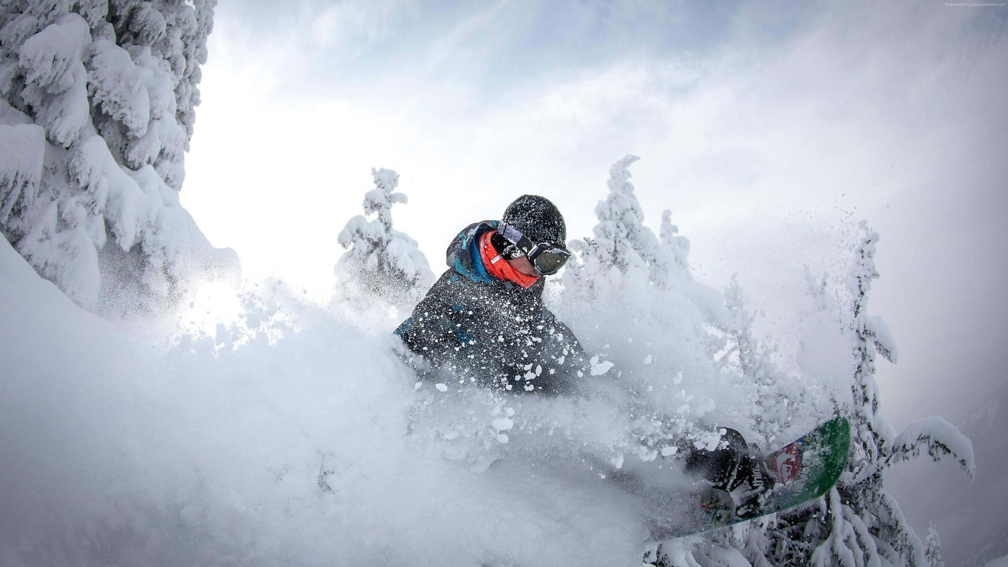 Skiing, Winter Wonderland, snowboarder, 4K Desktop Wallpaper