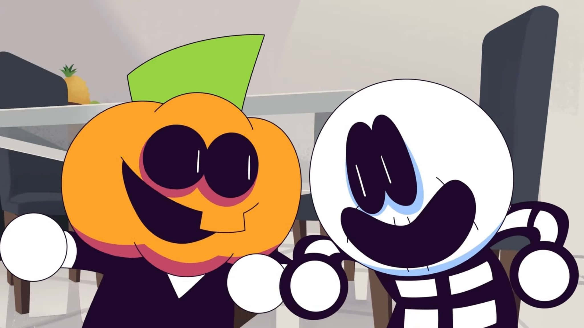Skid And Pump, orange pumpkin, green hat, Full HD Desktop Wallpaper