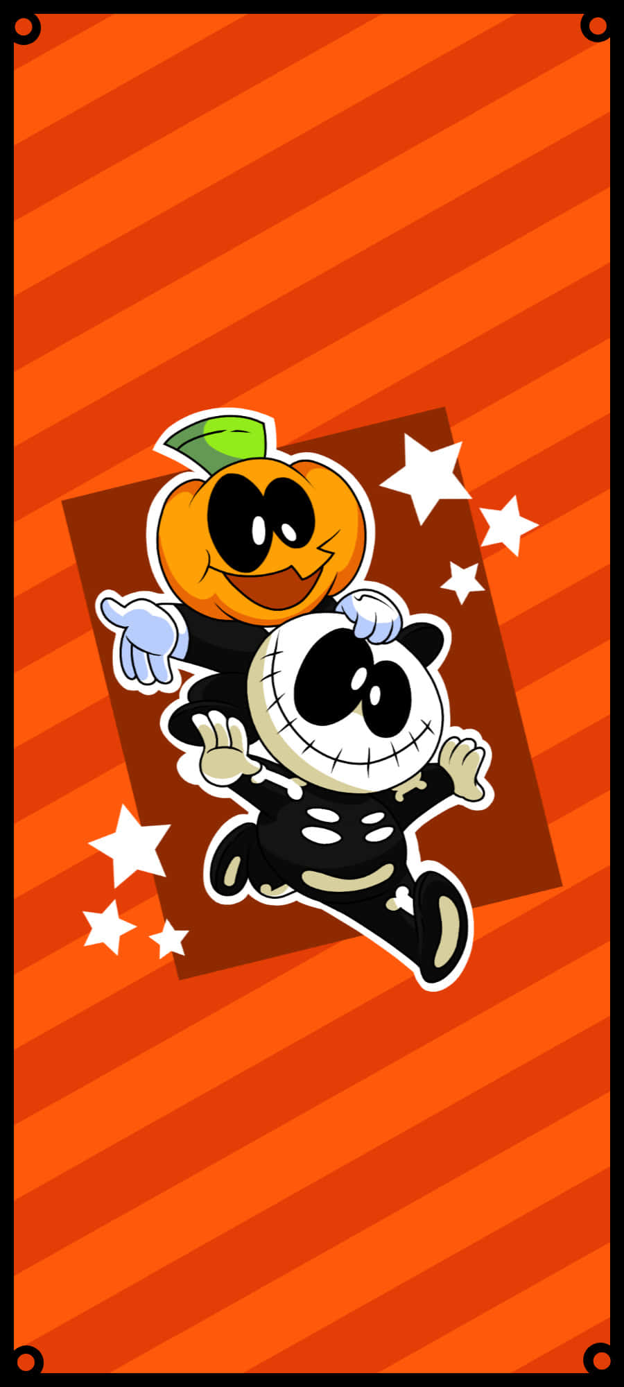 Skid And Pump, cartoon panda skeleton, pumpkin character, Full HD Phone Wallpaper