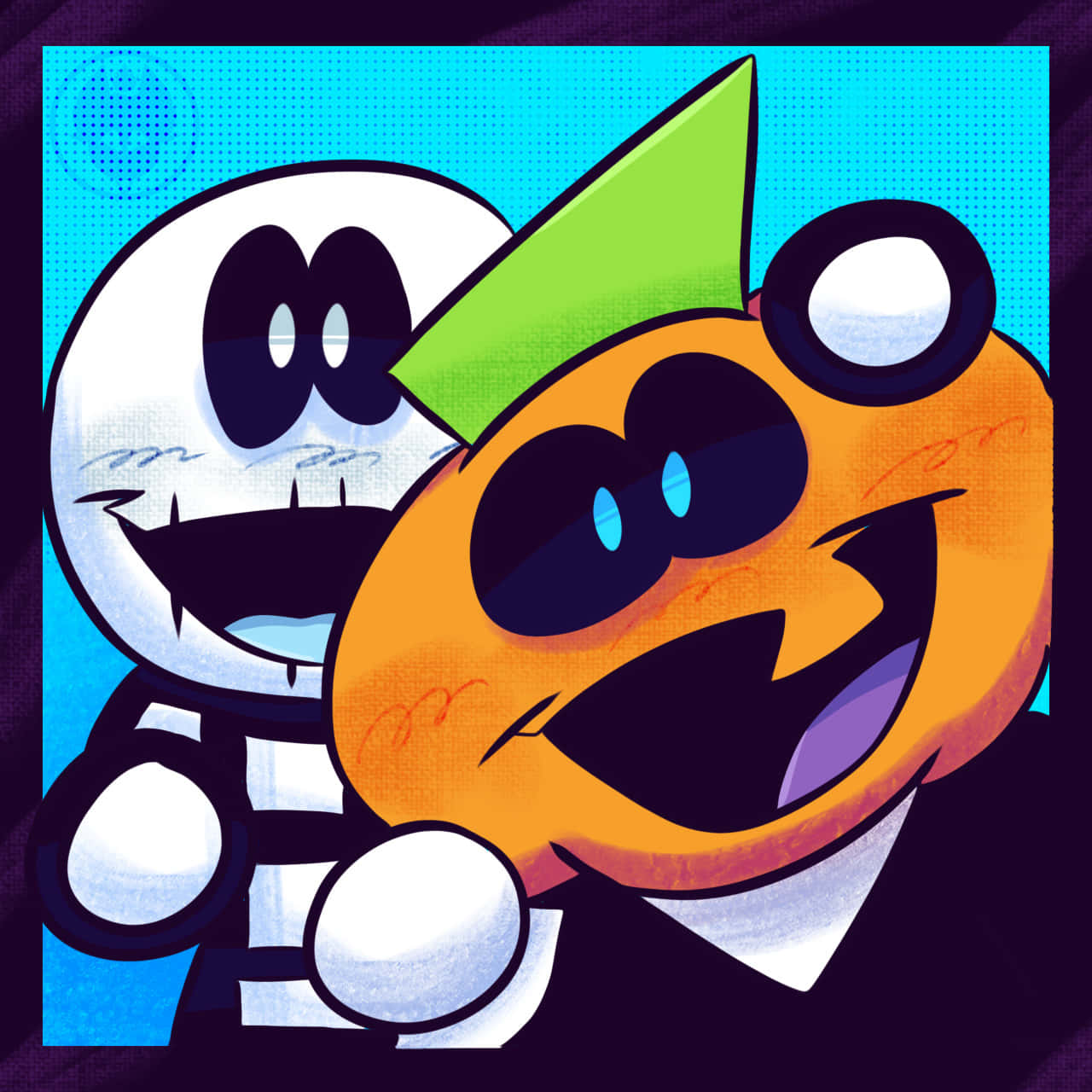 Skid and Pump, cartoon skeleton, pumpkin character, HD Desktop Wallpaper