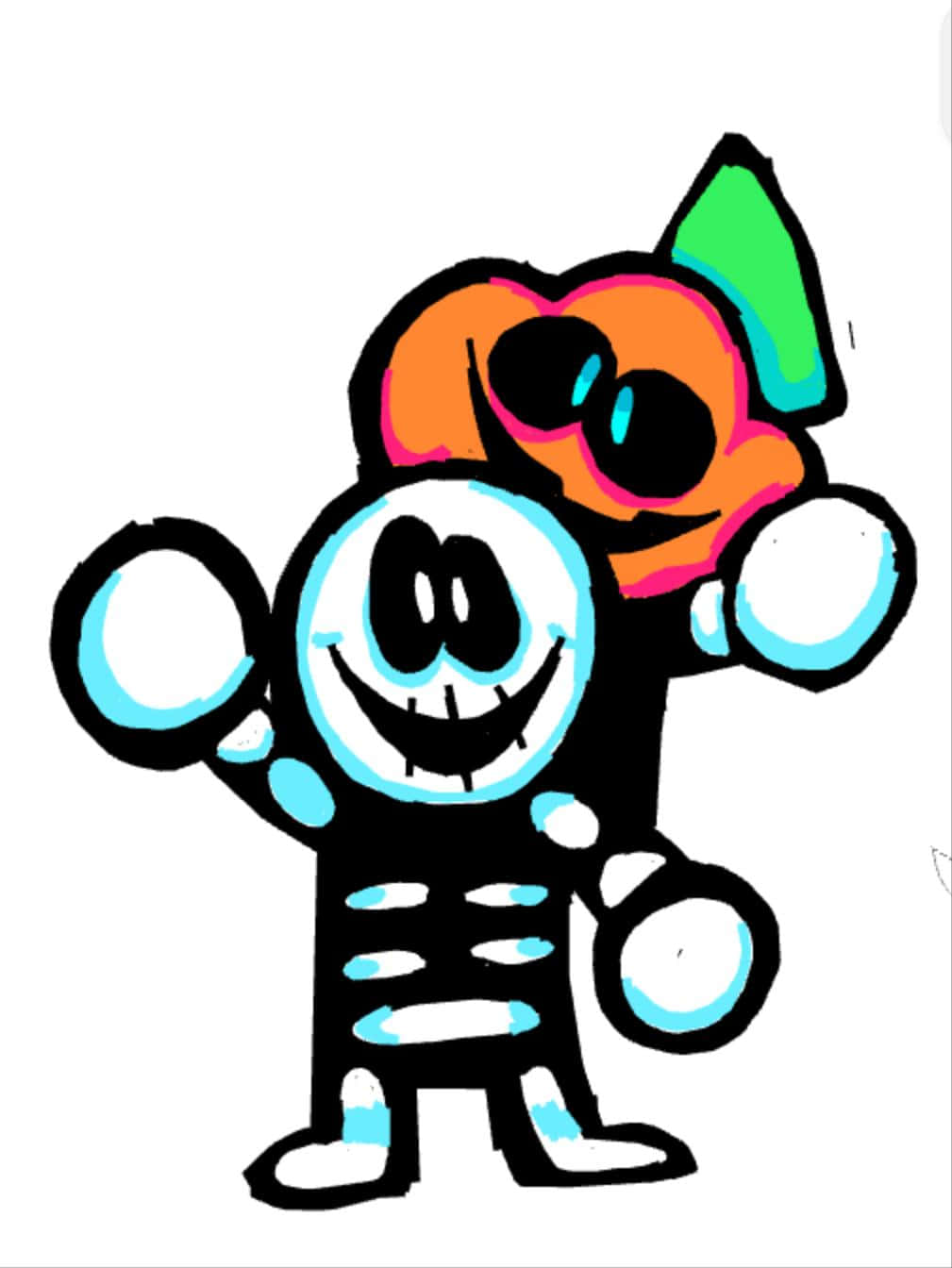 Skid And Pump, cartoon skeleton, blue outline, HD Phone Wallpaper